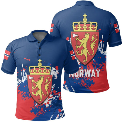 Norway Polo Shirt Coat Of Arms Spaint Style