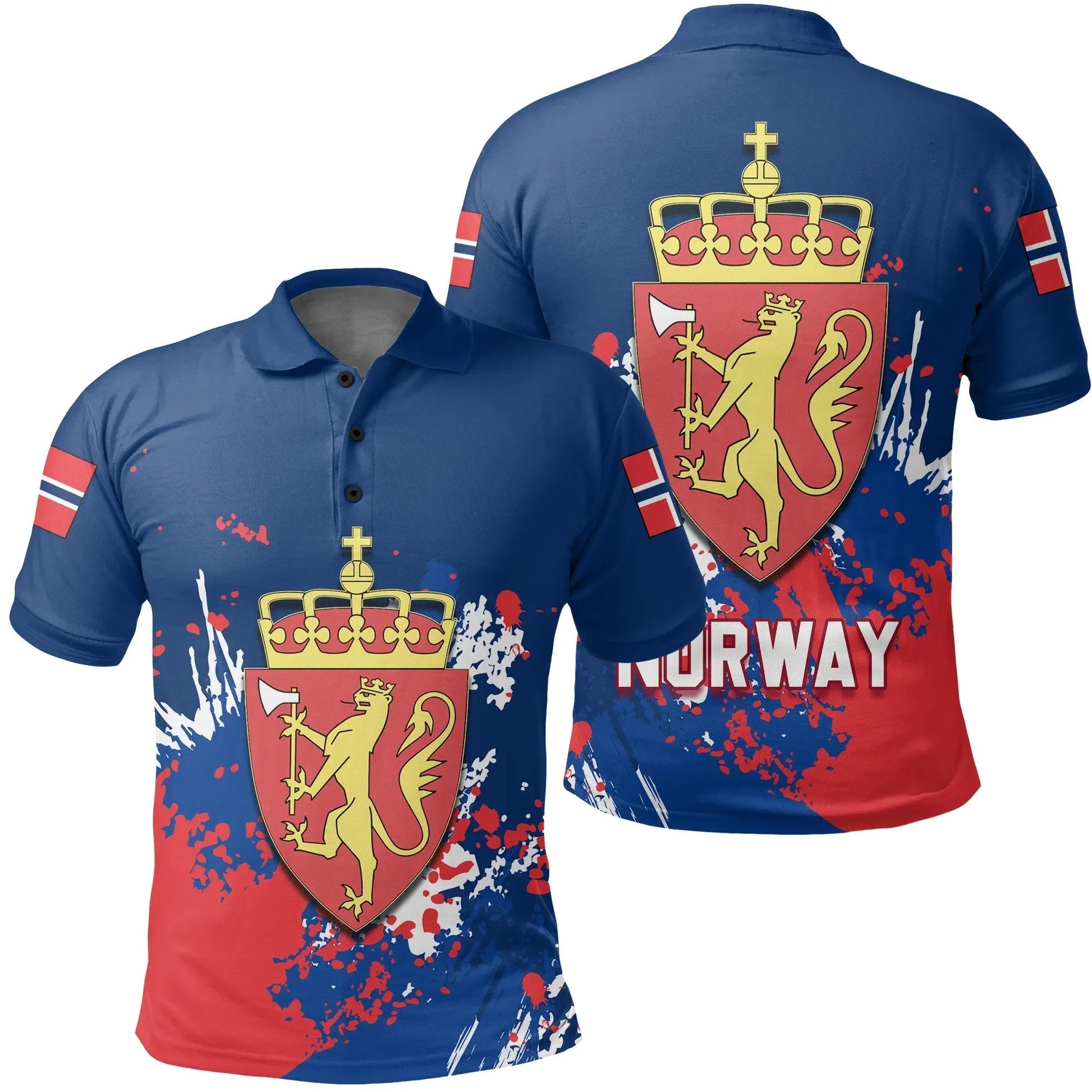 Norway Polo Shirt Coat Of Arms Spaint Style