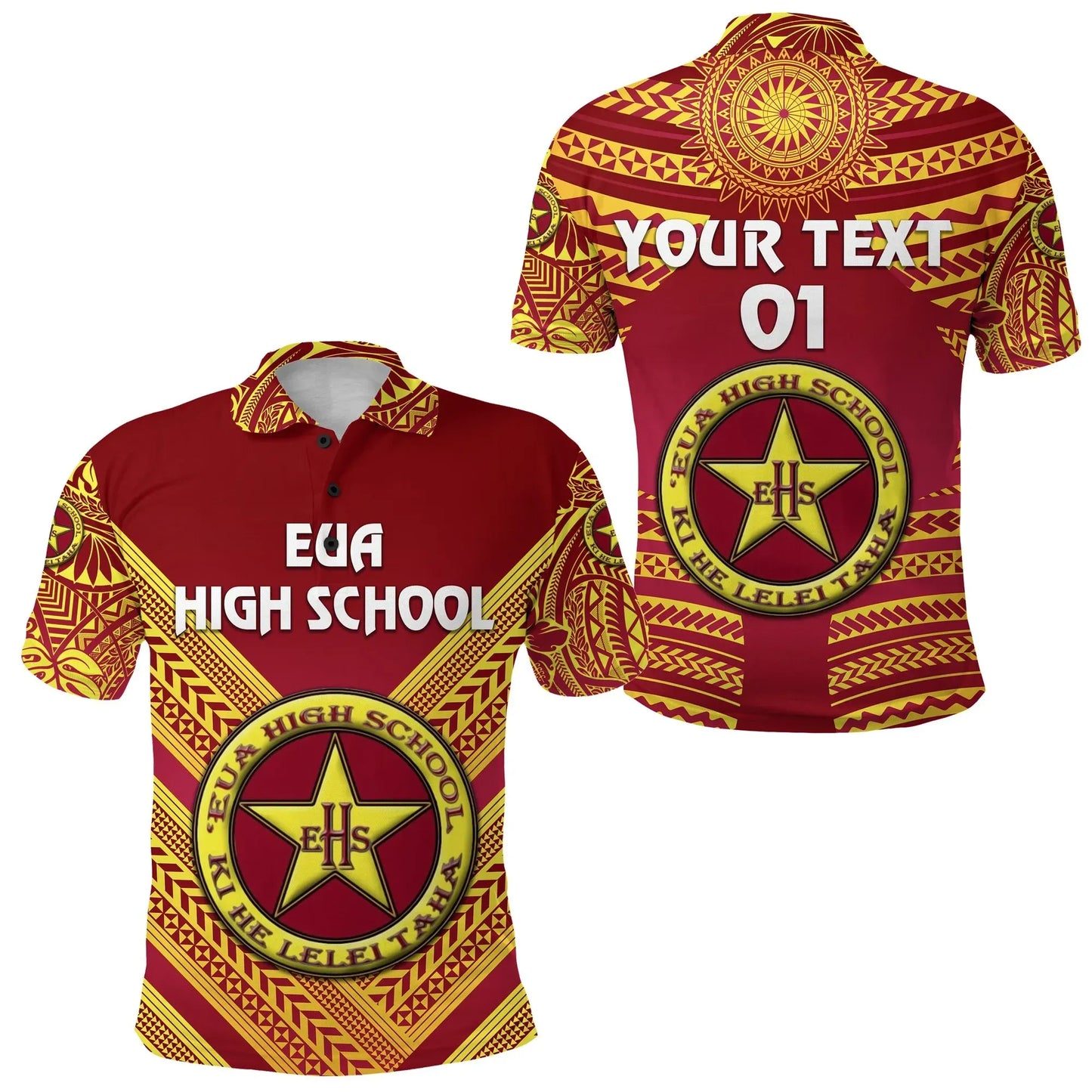 Custom Personalised Eua High School Polo Shirt Creative Style Maroon, Custom Text And Number