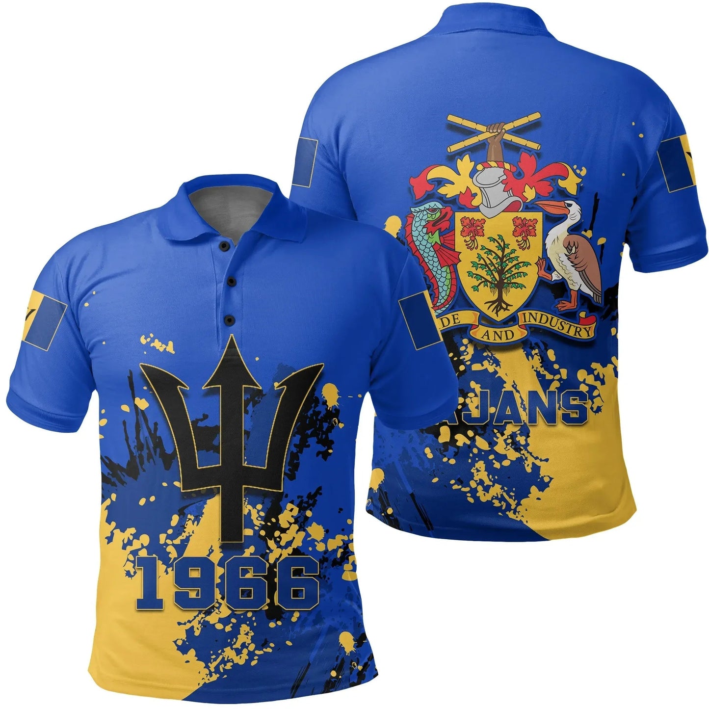Barbados Polo Shirt Coat Of Arms Spaint Style J8W RLT13