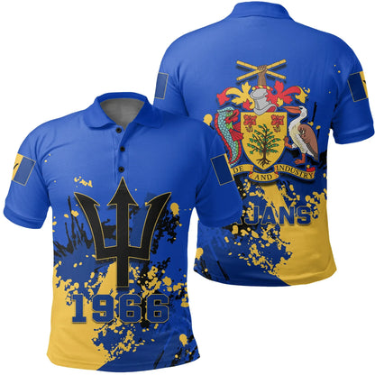 Barbados Coat Of Arms Polo Shirt Spaint Style W