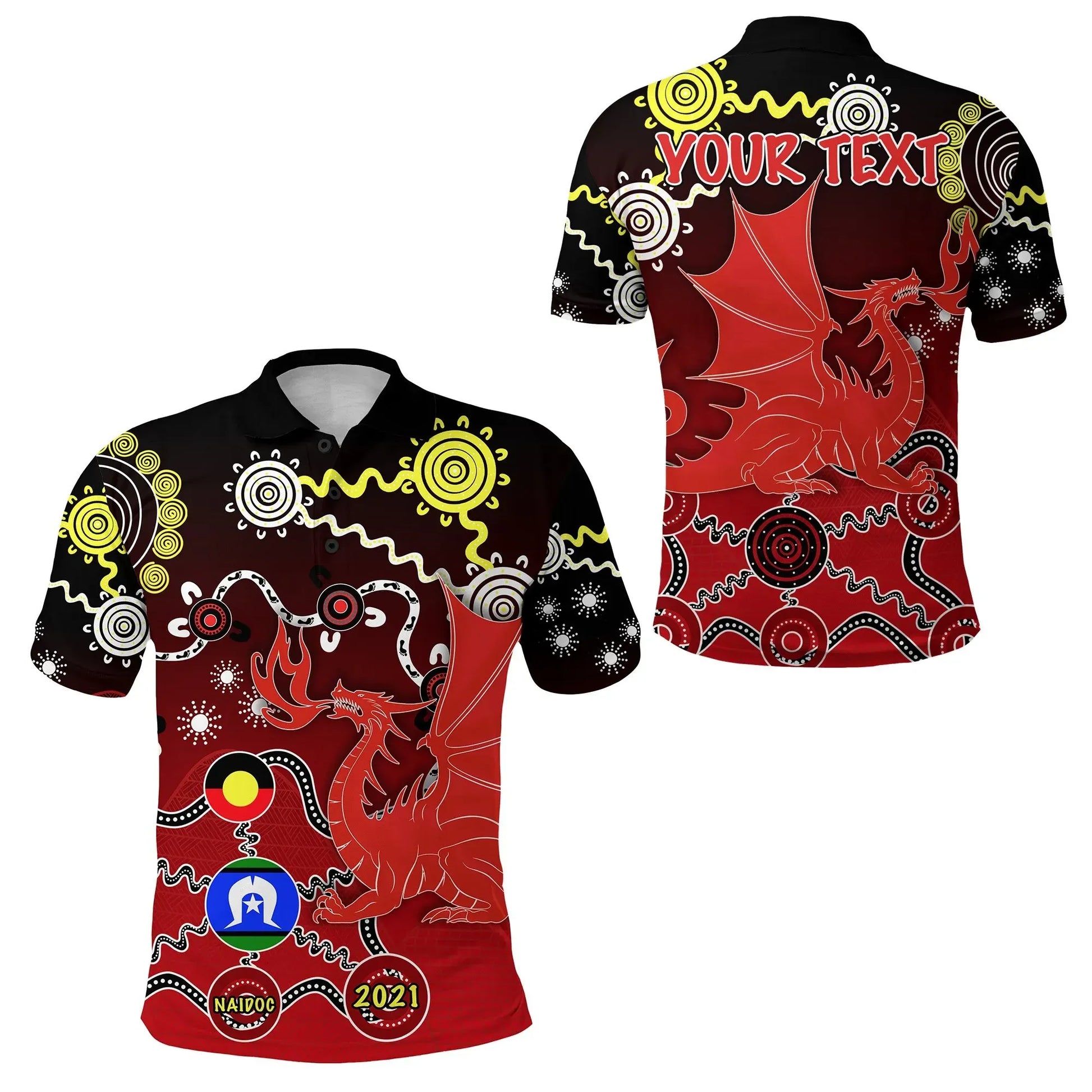Custom Personalised Dragons Naidoc Week Polo Shirt Indigenous