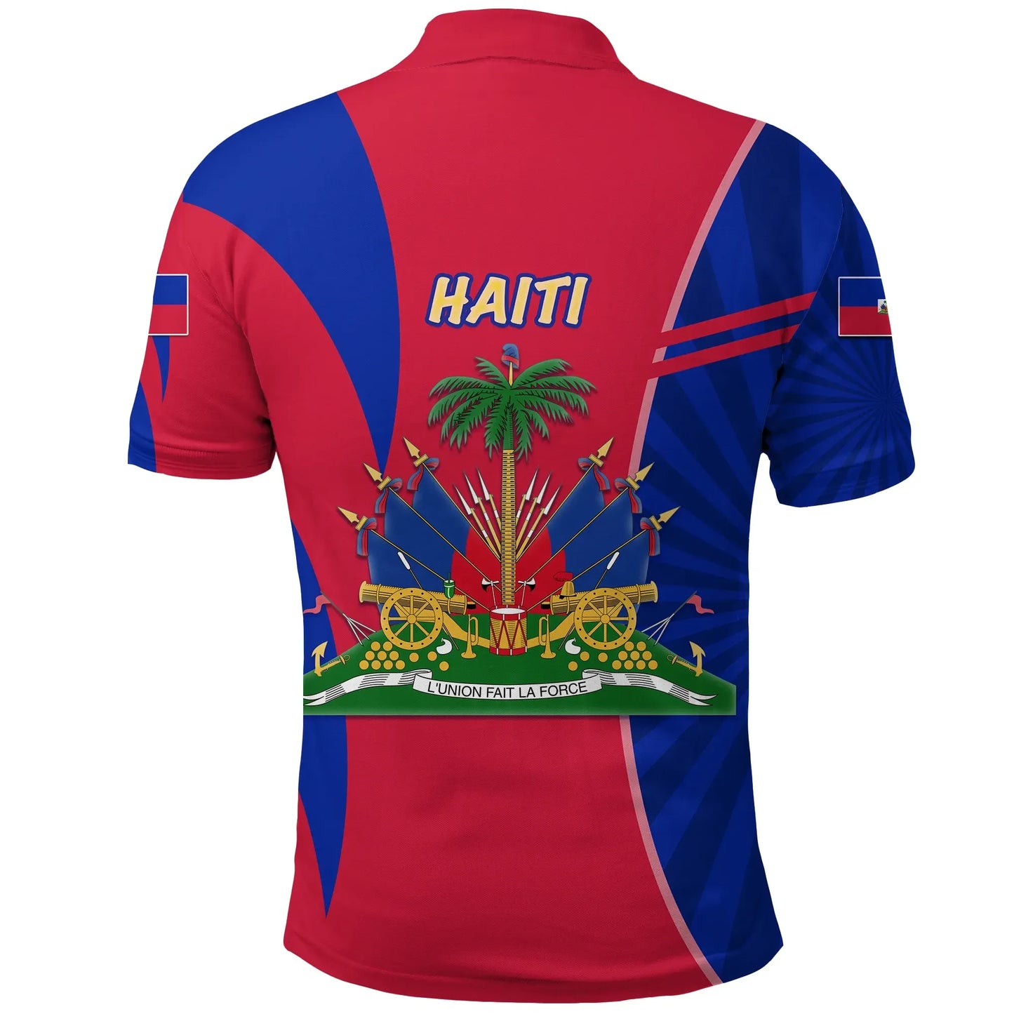 Coat of Arms Haiti Polo Shirt Circle Stripes