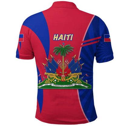 Coat of Arms Haiti Polo Shirt Circle Stripes