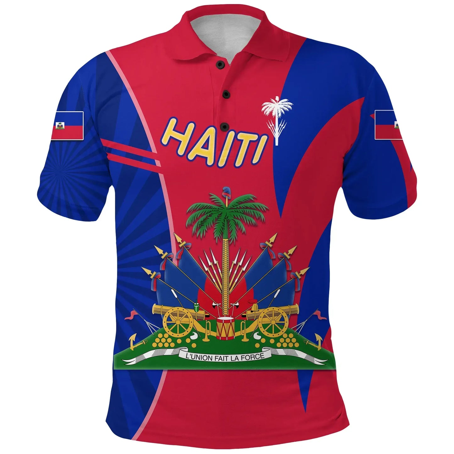 Coat of Arms Haiti Polo Shirt Circle Stripes