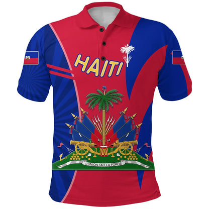 Coat of Arms Haiti Polo Shirt Circle Stripes