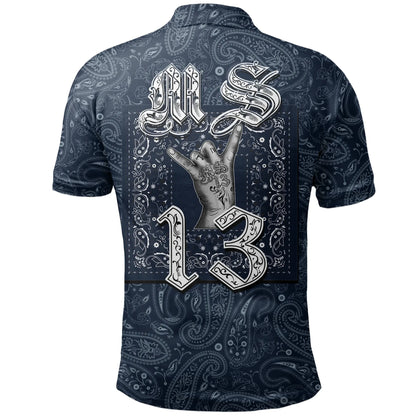 MS -13 Gang Polo Shirt - Blue Bandana Pattern Printed Shirt