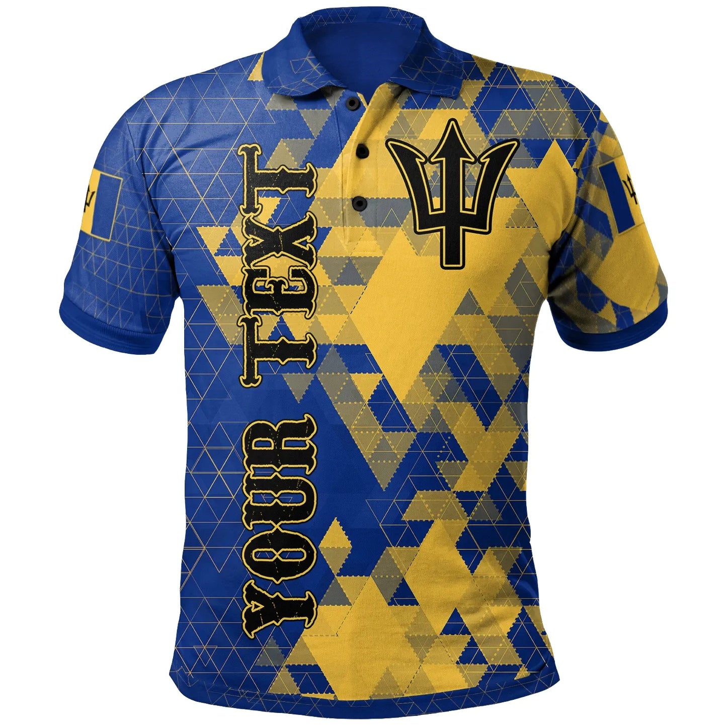 Barbados Personalised Polo Shirt National Flag Polygon Style