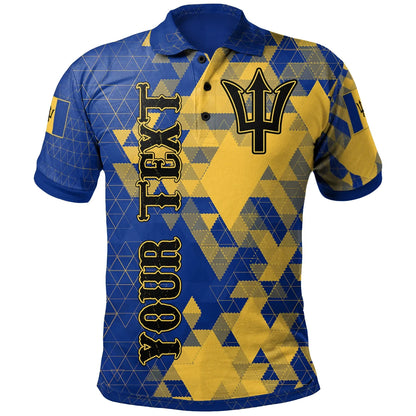 Barbados Personalised Polo Shirt National Flag Polygon Style