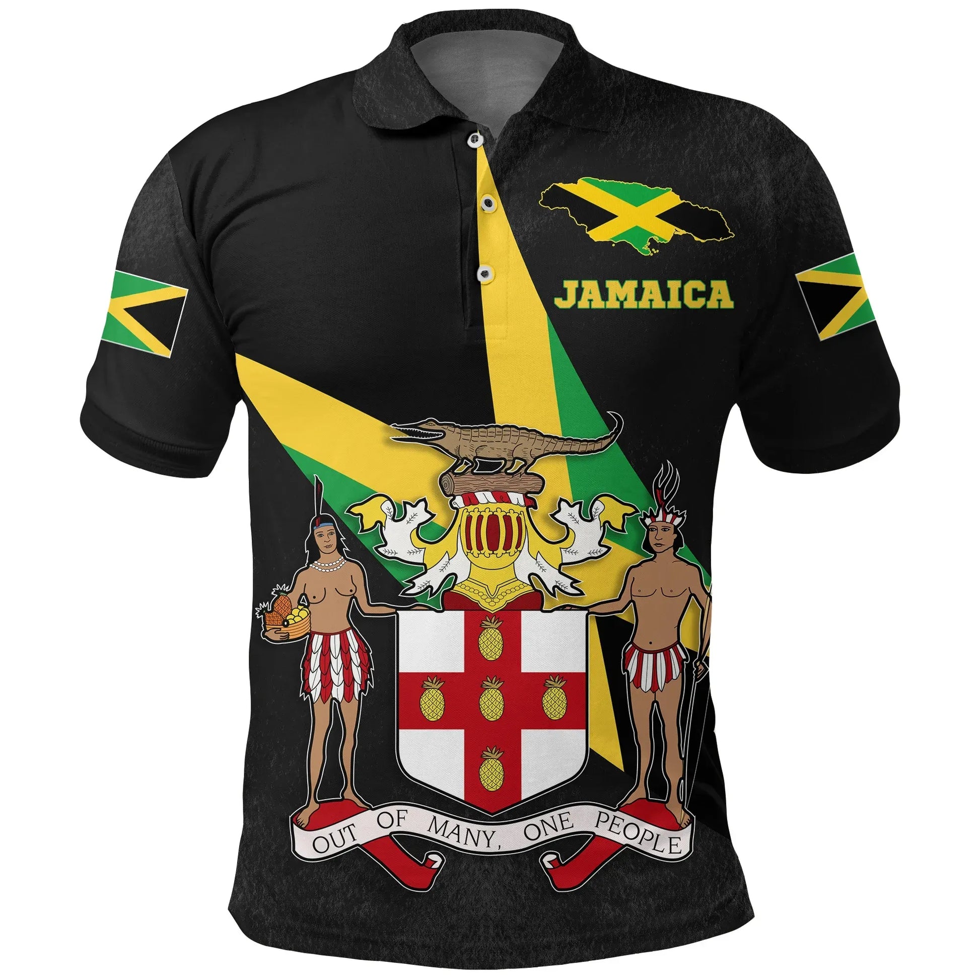 Jamaica Polo Shirt Jamaica Coat Of Arms Black Shirt