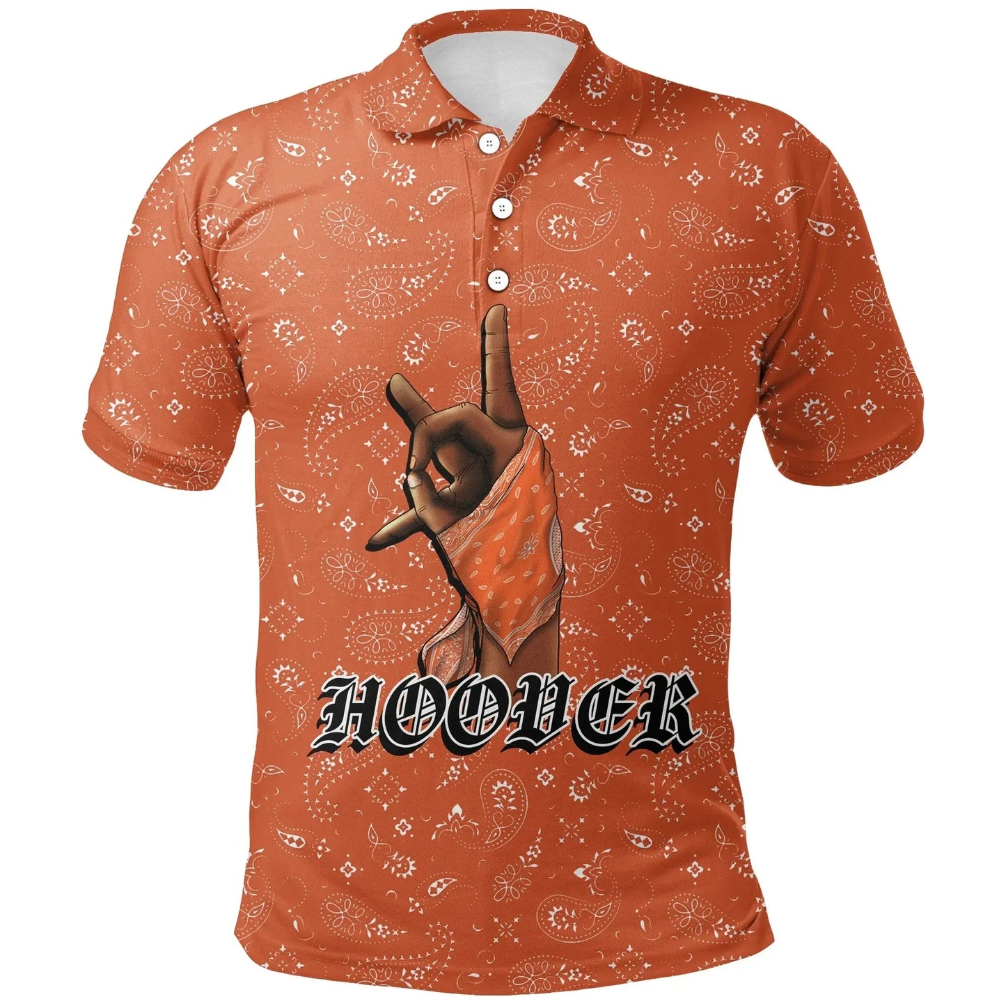 Hoover Gang Polo Shirt - Orange Bandana Pattern Printed Shirt