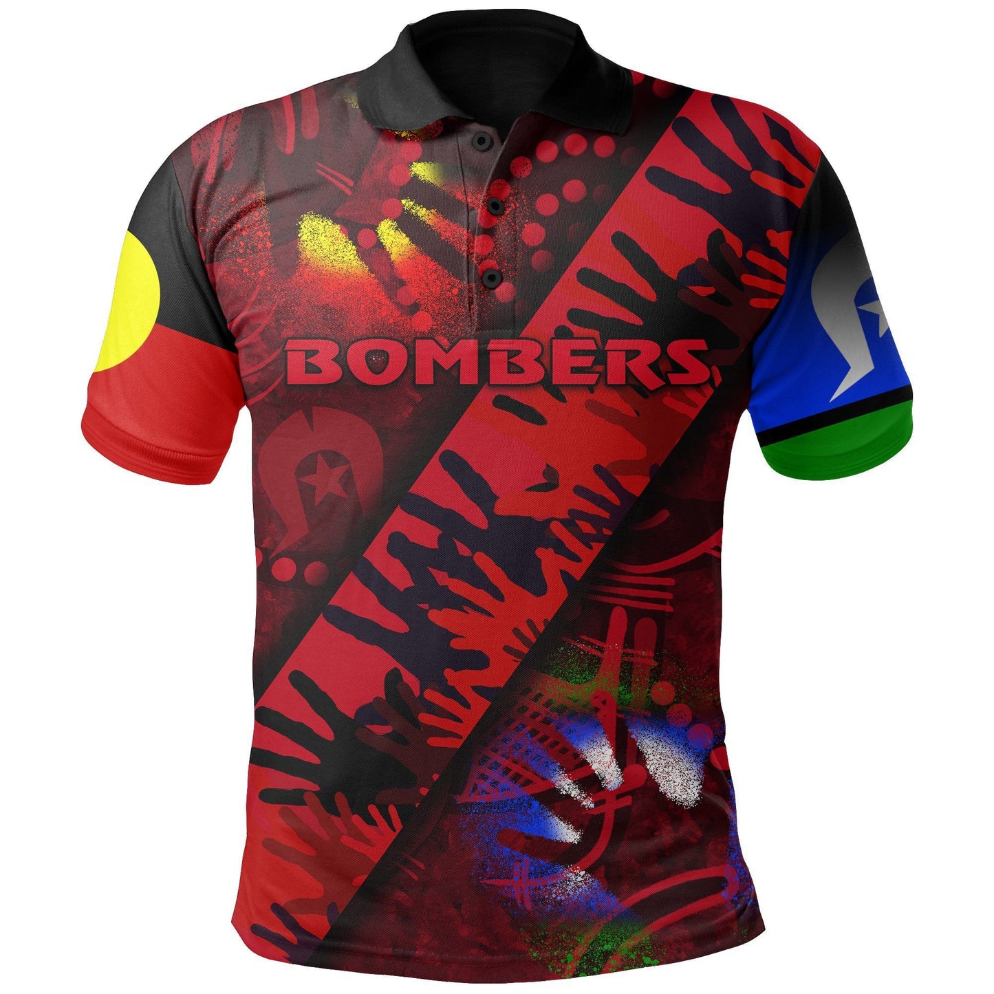 Australia Naidoc Week Polo Shirt Essendon Bombers Black