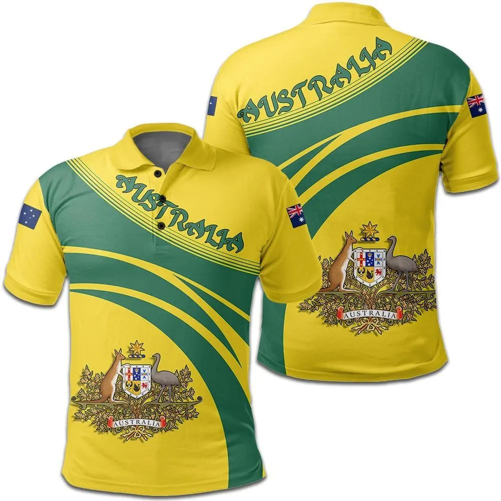 Australia Coat Of Arms Polo Shirt Cricket Style W