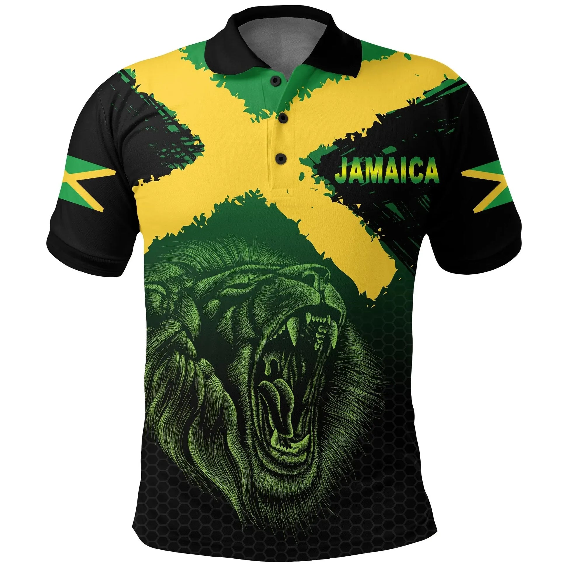 Jamaica Lion Flag Grunge Polo Shirt