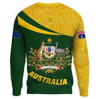 Australia Sweatshirt, Australia Round Kangaroo Aboriginal Green