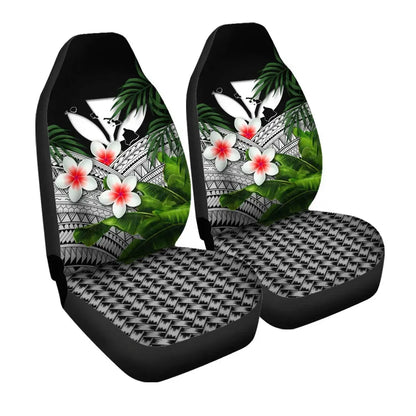 Kanaka Maoli Hawaiian Car Seat Covers Polynesian Red Plumeria Banana Leaves