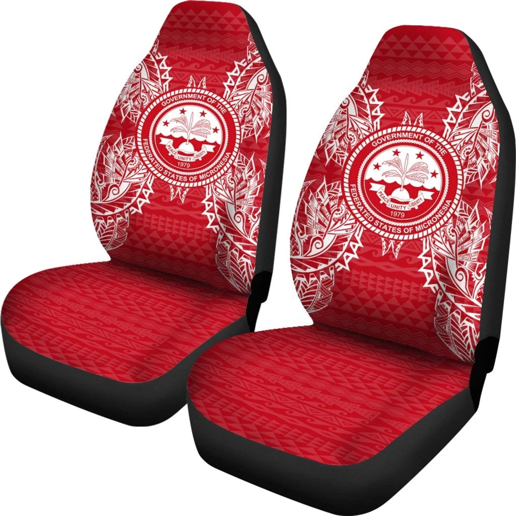 Federated States Of Micronesia Polynesia Car Seat Cover Map Red White