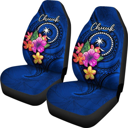 Chuuk Micronesia Car Seat Covers Floral With Seal Blue