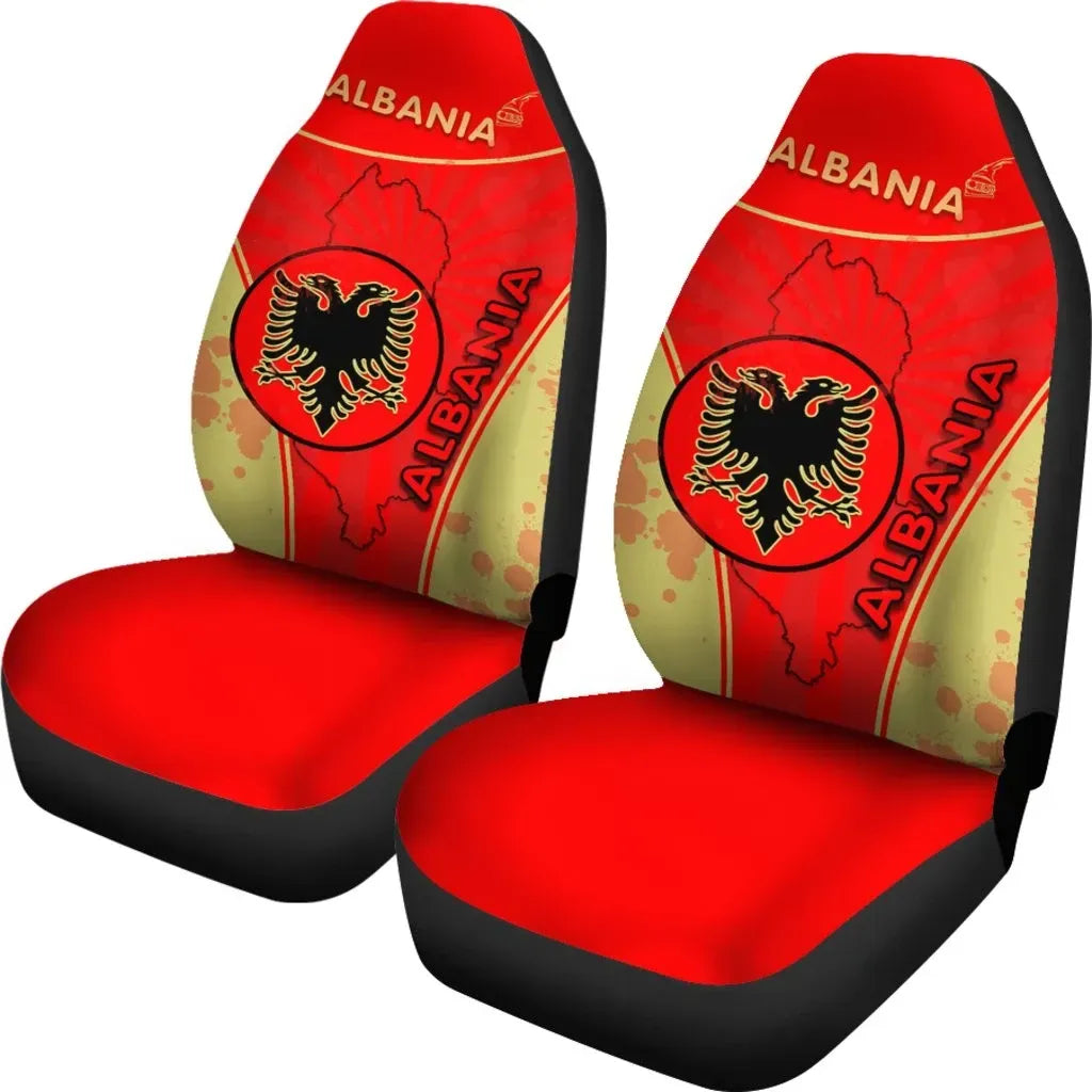 Albania Car Seat Covers Circle Stripes Flag Version