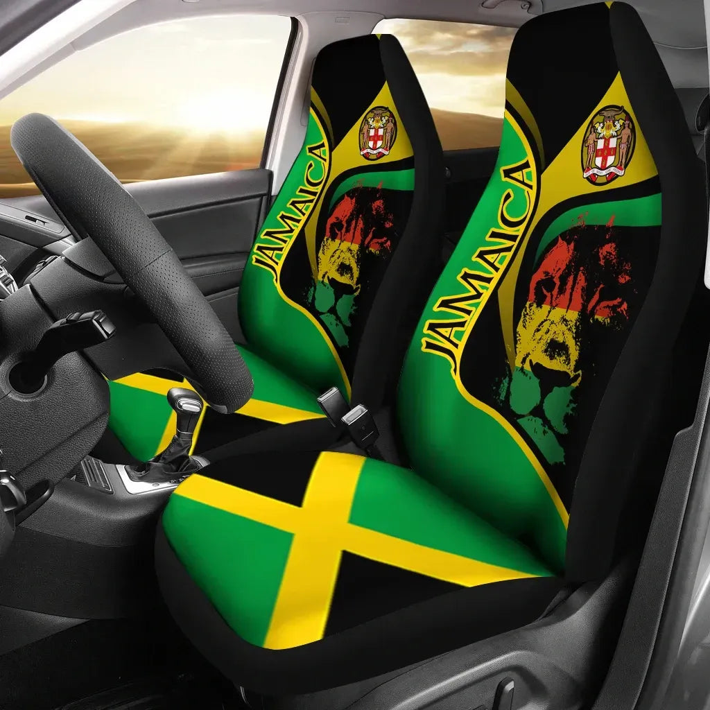 Jamaica Car Seat Covers - Jamaican Lion with Coat Of Arms Seat Cover