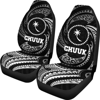 Chuuk Micronesia Car Seat Covers White Tribal Wave