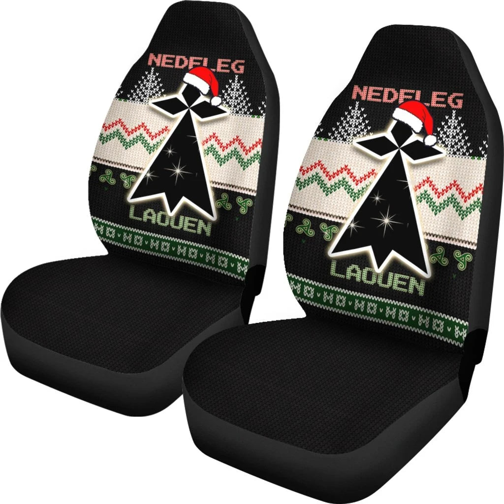 Brittany Celtic Christmas Car Seat Covers Stoat Ermine Ugly Christmas Stye