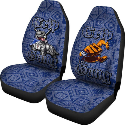 Crips Gang Bulldog Car Seat Covers Blue Paisley
