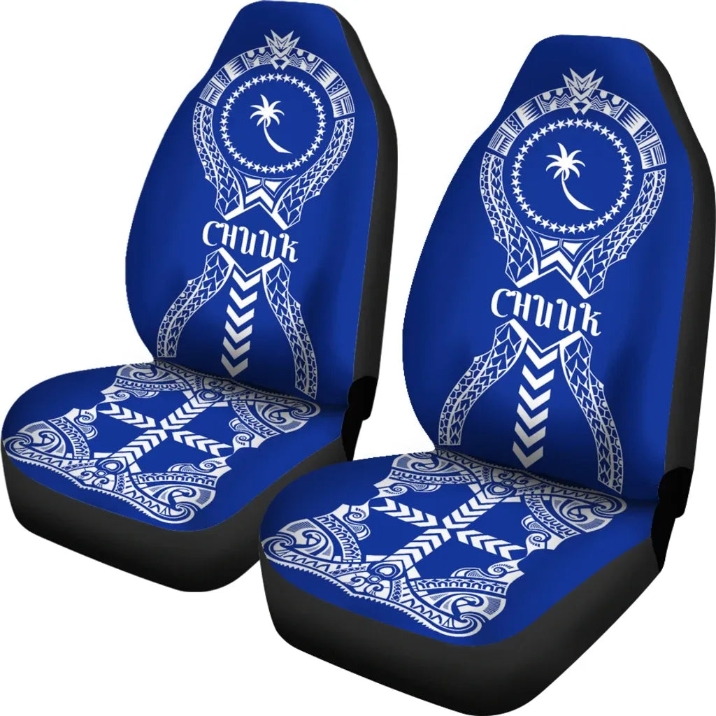 Chuuk Car Seat Covers Micronesian Tribal Blue