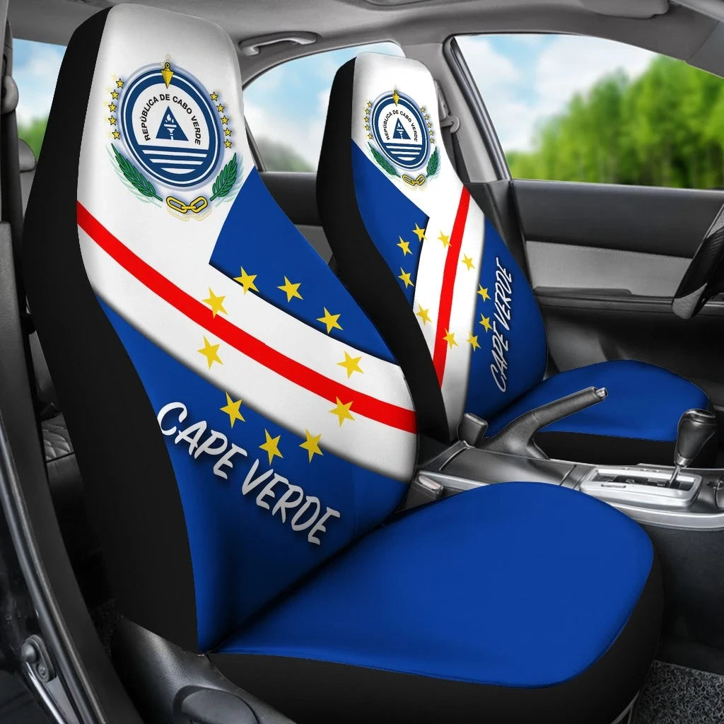 Cape Verde Car Seat Cover Flag With Coat Of Arm