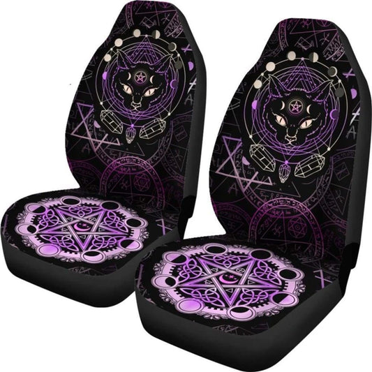Celtic Wicca Car Seat Cover Cat Moon Phases Wicca