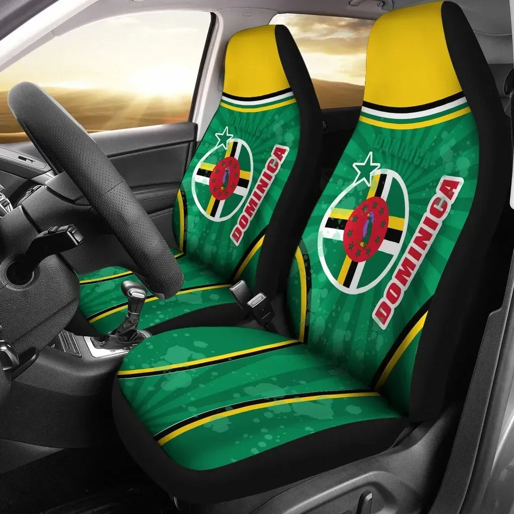 Dominica Car Seat Covers Circle Stripes Flag Version