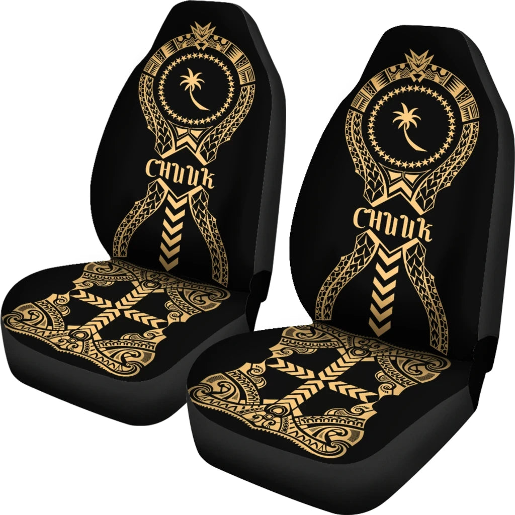 Chuuk Car Seat Covers Micronesian Tribal Gold