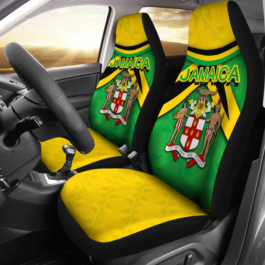 Jamaica Coat Of Arms Yellow Car Seat Covers Set Of 2