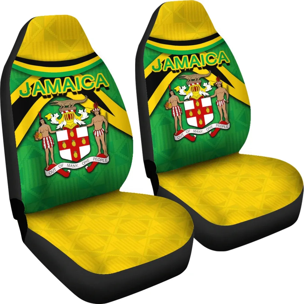 Jamaica Coat Of Arms Yellow Car Seat Covers Set Of 2