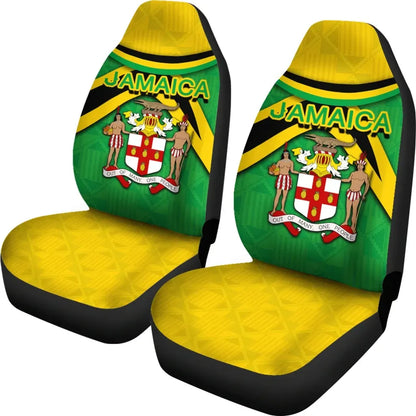 Jamaica Coat Of Arms Yellow Car Seat Covers Set Of 2