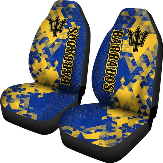 Barbados Car Seat Covers National Flag Polygon Style