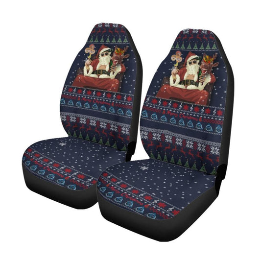 Celtic Ugly Christmas Car Seat Covers Gangster Santa With Reindeer