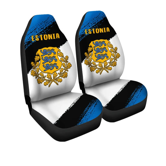 Estonia Car Seat Covers Coat Of Arms And Flag Color