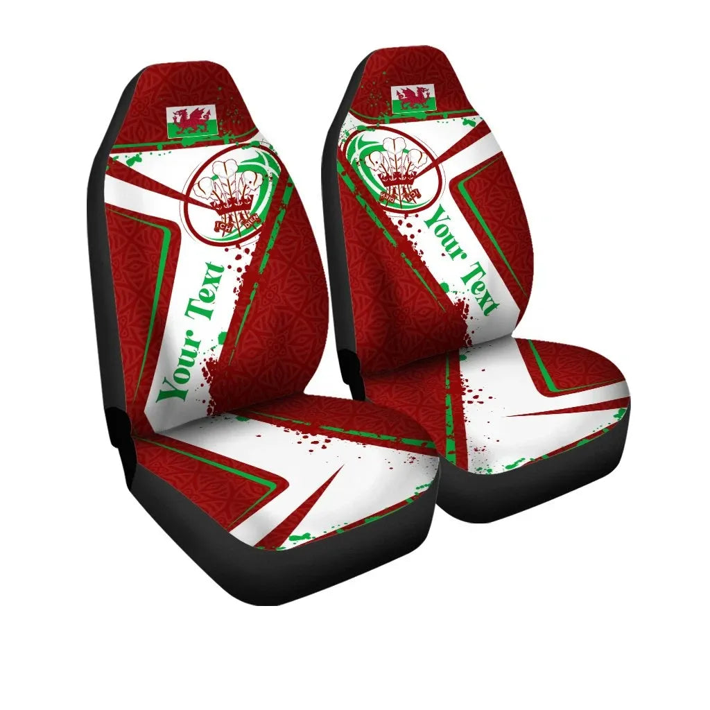 Custom Text Wales Rugby Personalised Car Seat Covers Welsh Rugby