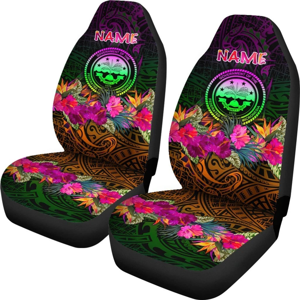 Federated States Of Micronesia Personalised Car Seat Covers Summer Hibiscus