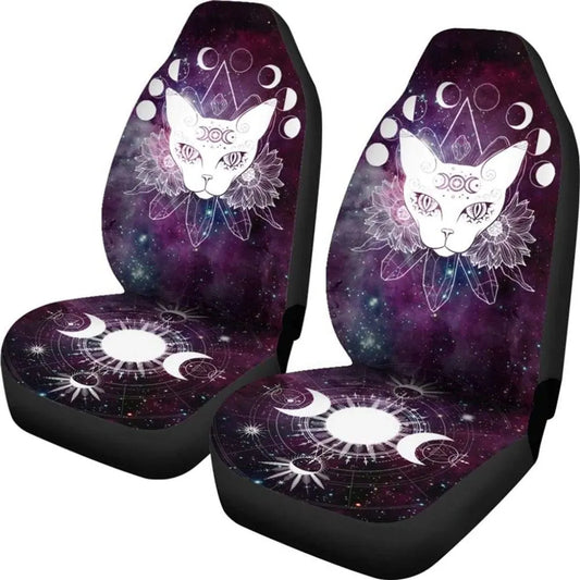 Celtic Wicca Car Seat Cover Moon Phases Cat