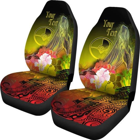 Custom Yap Car Seat Covers Humpback Whale With Tropical Flowers Yellow