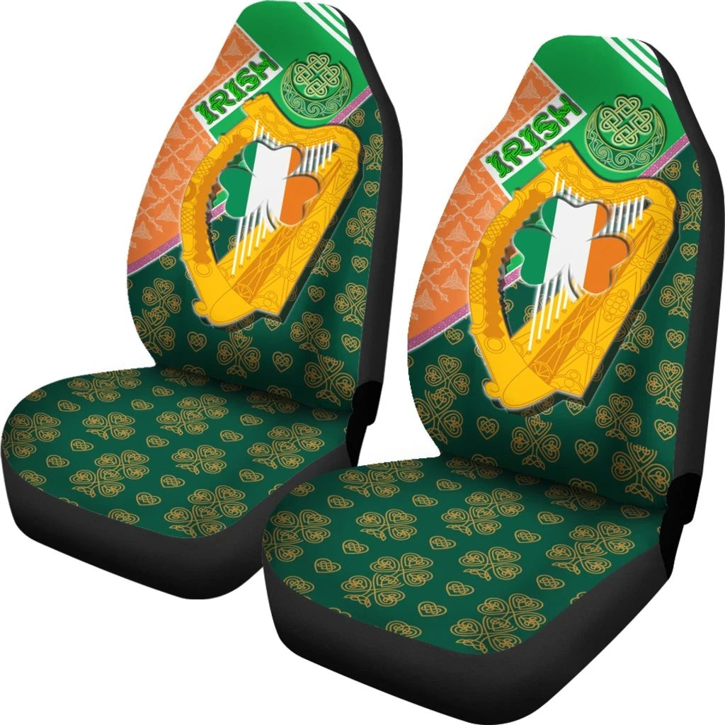 Celtic Ireland Car Seat Covers Irish Shamrock With Traditional Harp