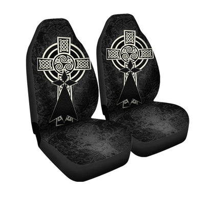 Brittany Celtic Car Seat Covers Celtic Cross & Stoat Ermine Skew Style