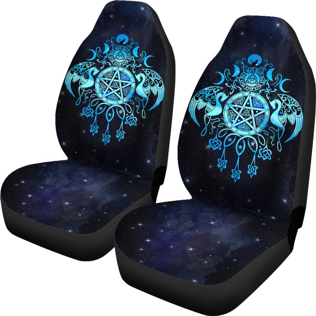Celtic Wiccan Car Seat Covers Wicca Pentacle Starry Night Style