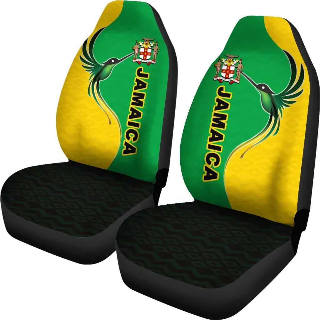 Jamaica Doctor Bird Car Seat Cover Jamaica Coat of Arms Seat Cover