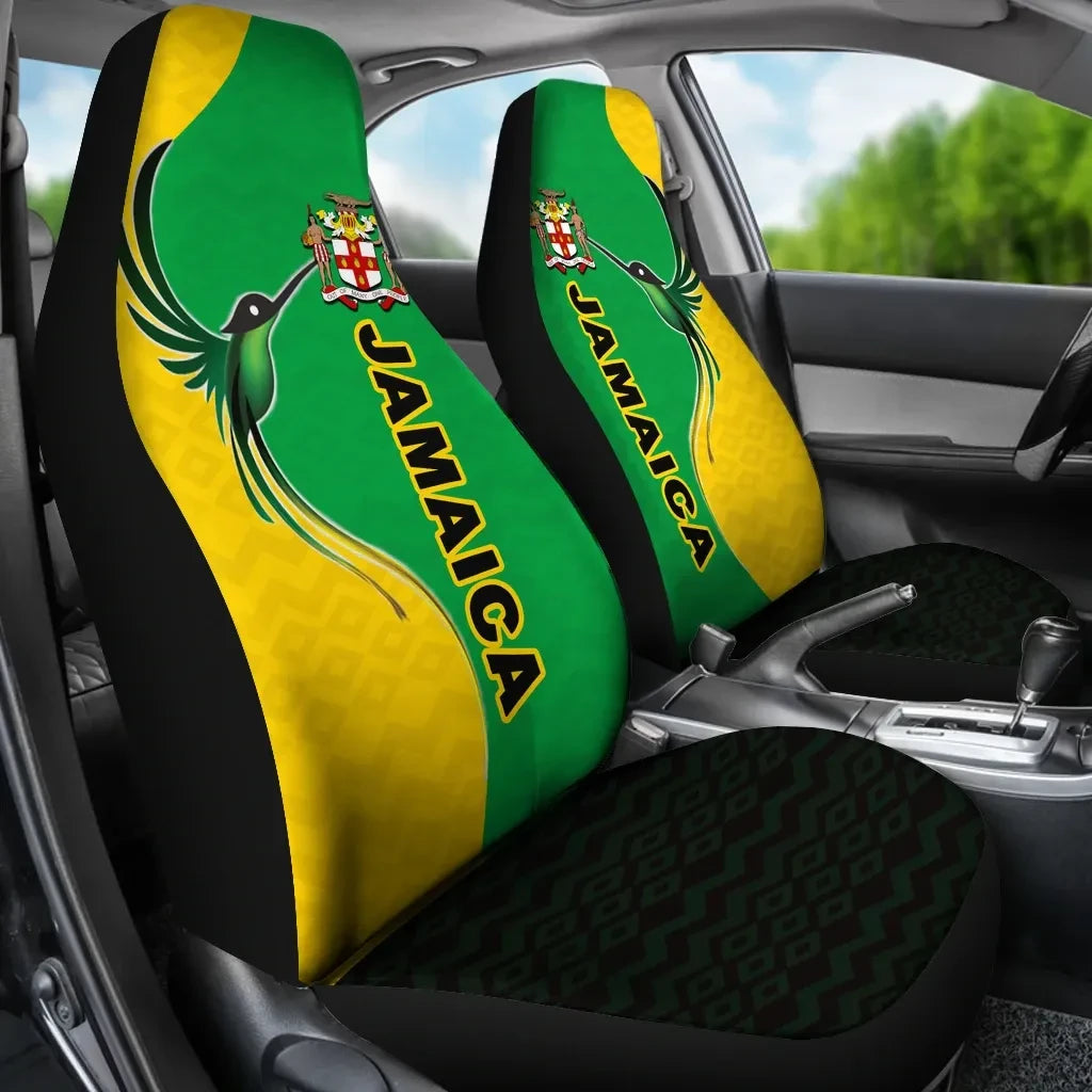 Jamaica Doctor Bird Car Seat Cover Jamaica Coat of Arms Seat Cover