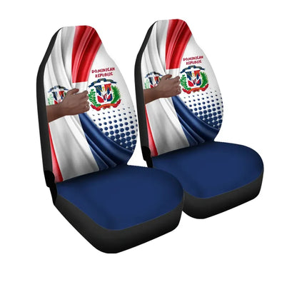 Dominican Republic Car Seat Covers Flag And Coat Of Arms
