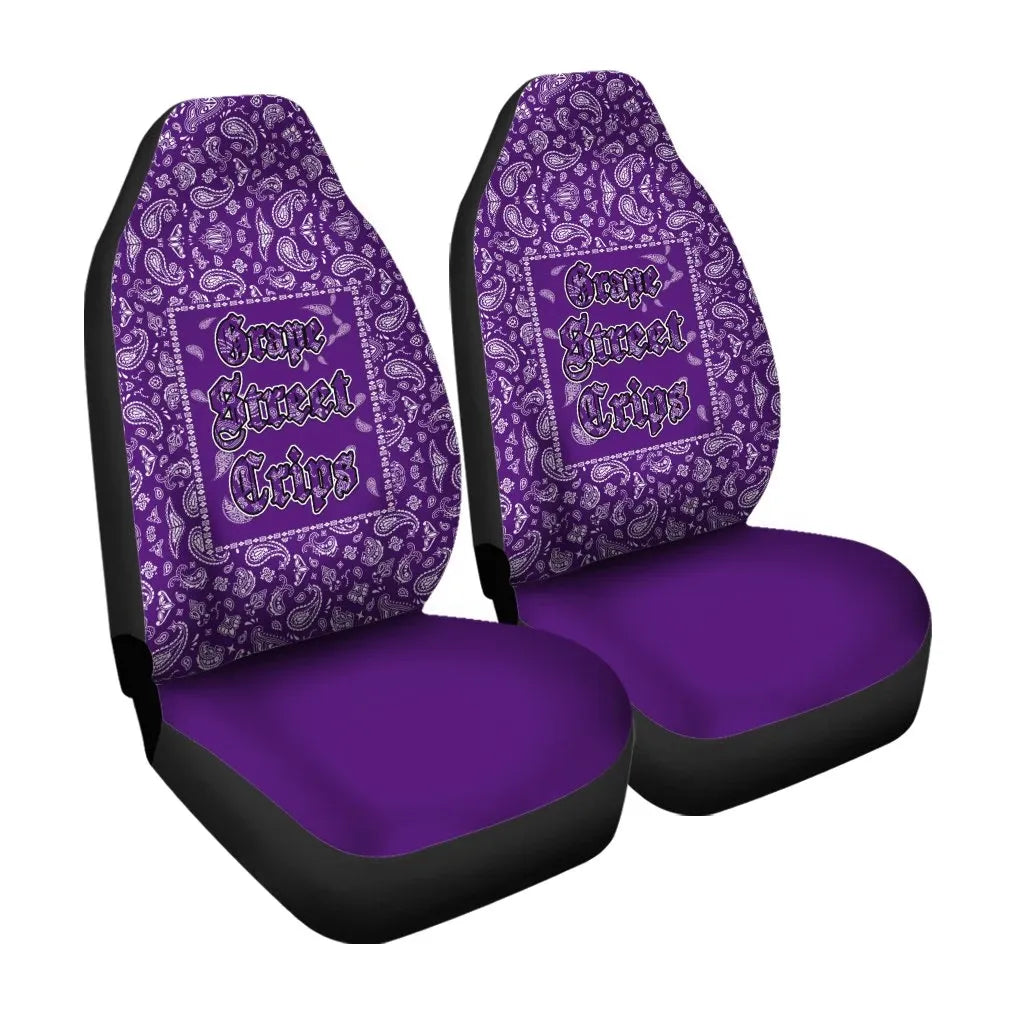 Grape Street Crips Gang Sign Car Seat Covers Purple Bandana