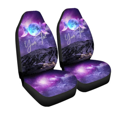Celtic Custom Personalized Wicca Car Seat Covers Triple Moon In Midnight